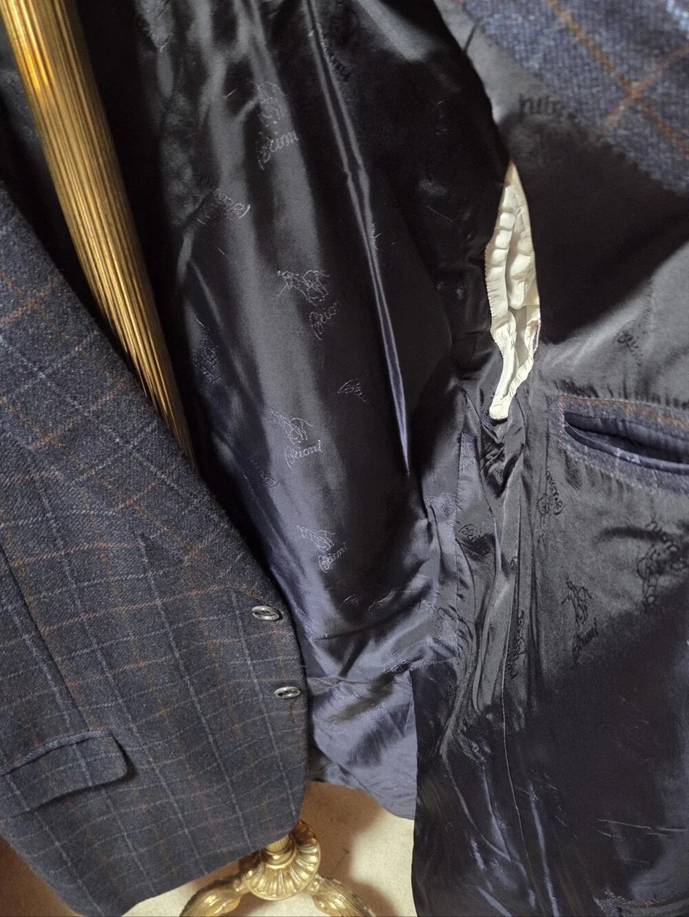 Brioni Nomentano Cashmere Blue Plaid Windowpane Blazer Sportscoat Size 46R